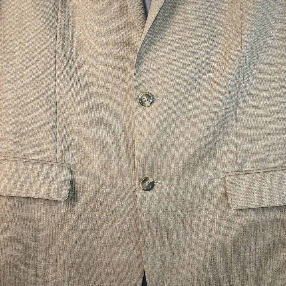 PRONTO MODA ITALIAN MADE 100% LAMBS WOOL TAN MENS BLAZER 42R PROFESSIONAL